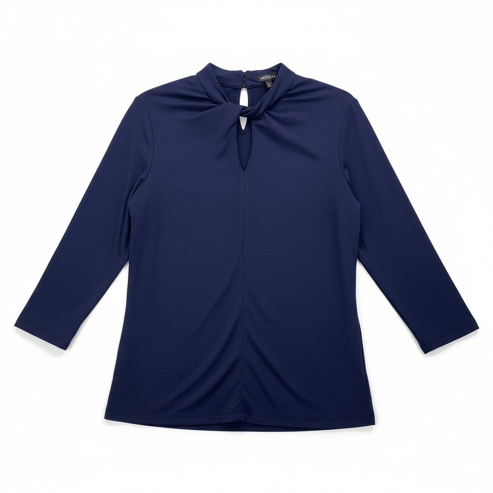 J Mclaughlin Catalina Cloth Top Small Capsule Minimalist Key Hole Top Navy